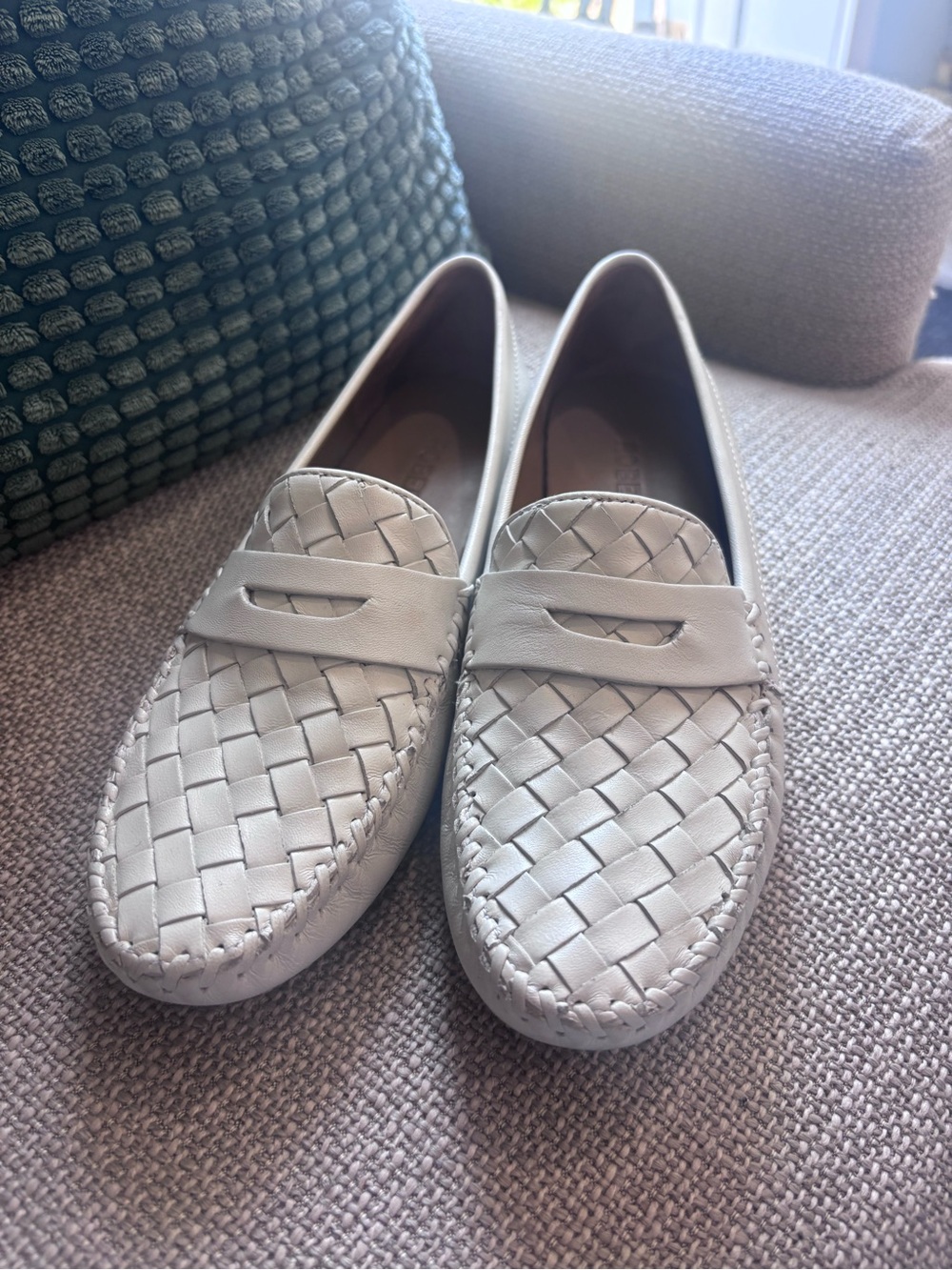 Robert Zur Women's Woven Leather Loafers — Light Beige